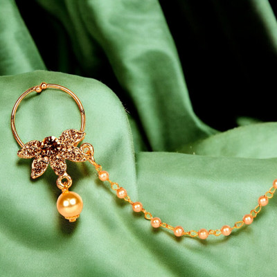 Anika's Creation Cubic Zirconia Gold-plated Plated Alloy Nose Ring