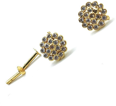 kapdu Cubic Zirconia Gold-plated Plated Alloy Nose Stud Set(Pack of 2)