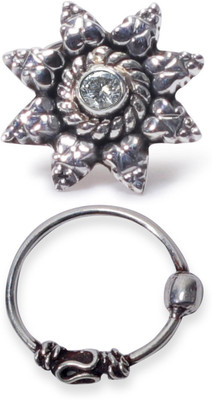 jsag Sterling Silver Plated Sterling Silver Nose Stud(Pack of 2)