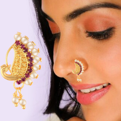 THANU'S CRAFT Ruby Gold-plated Plated Metal Nathiya