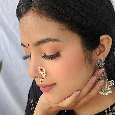 THANU'S CRAFT Pearl Gold-plated Plated Metal Nathiya