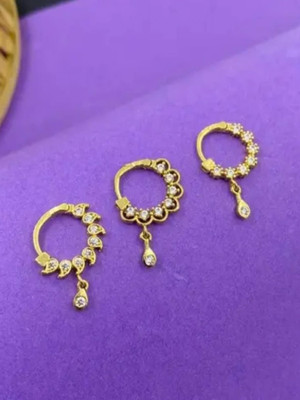 HATRENDZ Zircon Gold-plated Plated Brass Nose Ring(Pack of 3)