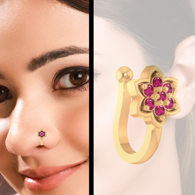 VAMA Ruby Gold-plated Plated Metal Nose Stud