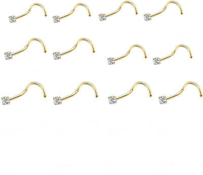 ADF Gold-plated Plated Stainless Steel Nose Stud(Pack of 12)