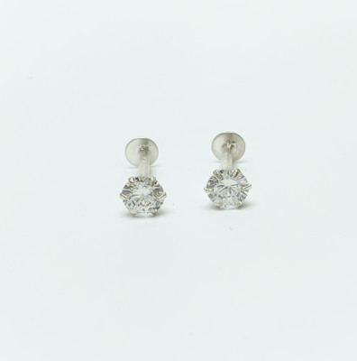 Paridhi Cubic Zirconia Sterling Silver Plated Silver Nose Ring Set(Pack of 2)