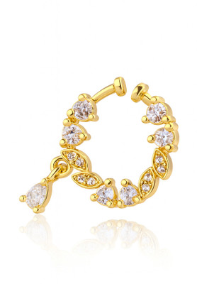 GC PREMIUM JEWELLERY Cubic Zirconia Gold-plated Plated Brass Nose Ring