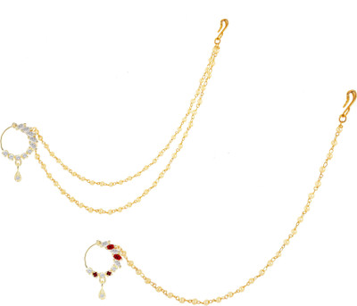shivay Diamond Gold-plated Plated Alloy Nose Ring(Pack of 2)