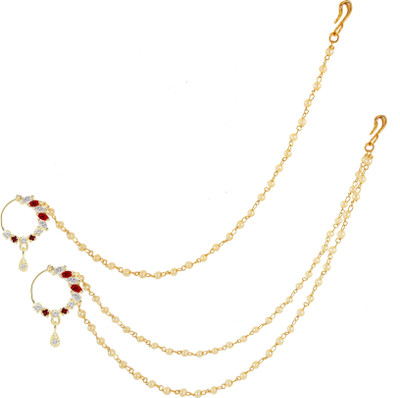 house of common Rhodium Plated Alloy Nose Ring Set(Pack of 2)