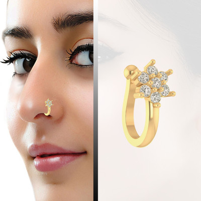 house of common Diamond Gold-plated Plated Metal Nose Ring