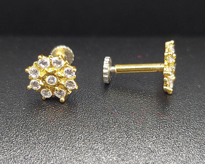 zevarhouse Zircon Gold-plated Plated Alloy, Copper Nose Stud Set(Pack of 2)