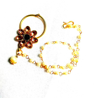 Nawab Collection Ruby Gold-plated Plated Alloy Nathiya
