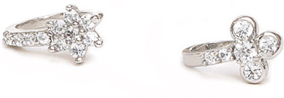 house of common Diamond Silver Plated Alloy Nose Stud(Pack of 2)