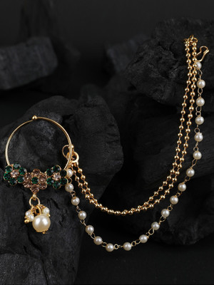 Anika's Creation Cubic Zirconia Gold-plated Plated Brass Nose Ring