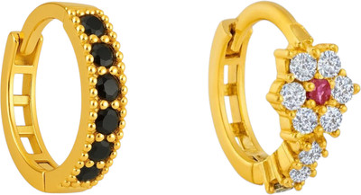 Jat Jewellers Cubic Zirconia Gold-plated Plated Brass Nose Ring(Pack of 2)