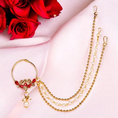STYYLO FASHIONS Cubic Zirconia Gold-plated Plated Alloy Nose Ring