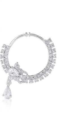 GC PREMIUM JEWELLERY Cubic Zirconia Silver Plated Brass Nose Ring