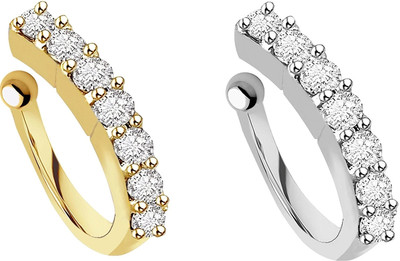 Twisha Cubic Zirconia Gold-plated Plated Brass Nose Ring(Pack of 2)