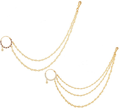 RANIT CREATION Diamond Gold-plated Plated Alloy Nose Ring(Pack of 2)