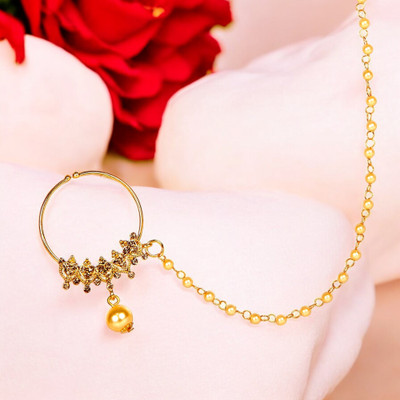 STYYLO FASHIONS Cubic Zirconia Gold-plated Plated Alloy Nose Ring