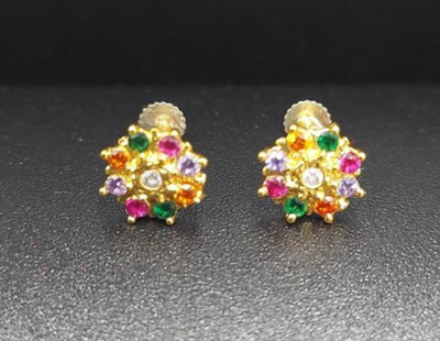 zevarhouse Zircon Gold-plated Plated Copper Nose Stud Set(Pack of 2)