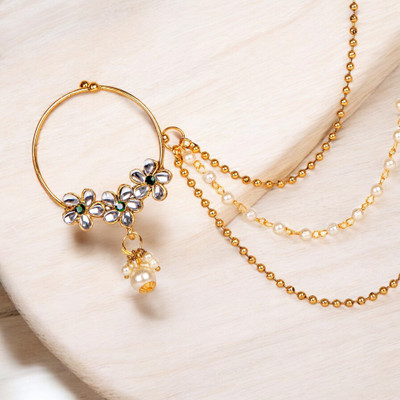 STYYLO FASHIONS Cubic Zirconia Gold-plated Plated Alloy Nose Ring