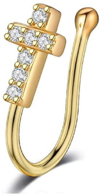 Deevam Cubic Zirconia Gold-plated Plated Metal Nose Ring