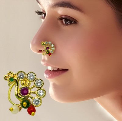 THANU'S CRAFT Crystal Gold-plated Plated Metal Nose Ring