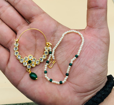 parth fancy artificial Zircon Gold-plated Plated Alloy, Brass Nathiya