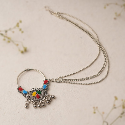 Sanseeta Zircon Silver Plated Brass Nose Ring