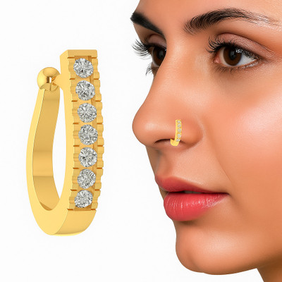 Jat Jewellers Cubic Zirconia Gold-plated Plated Crystal Nose Stud