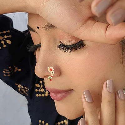 Bawree Pearl Gold-plated Plated Metal Nathiya