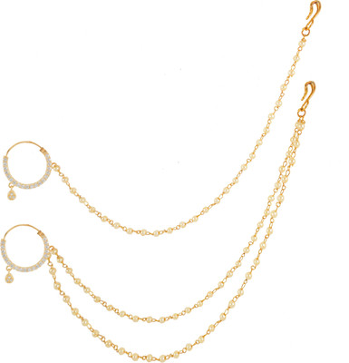 GEMRON JEWEL Diamond Rhodium Plated Alloy Nose Ring Set(Pack of 2)
