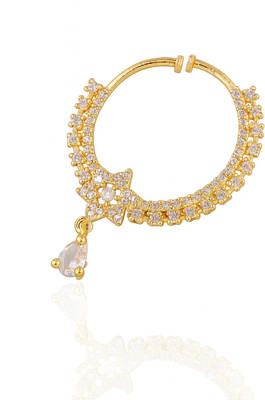 GC PREMIUM JEWELLERY Cubic Zirconia Gold-plated Plated Brass Nose Ring