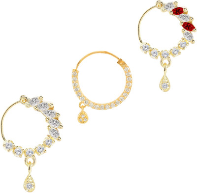 RANIT CREATION Diamond Rhodium Plated Alloy Nose Ring Set(Pack of 3)