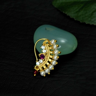 KYOOT JEWELS Pearl, Ruby Gold-plated Plated Alloy, Stone Nose Stud
