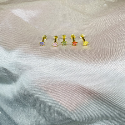 blush bella Crystal Gold-plated Plated Brass Nose Stud(Pack of 5)