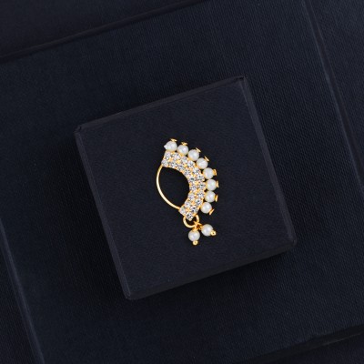 SILVER SHINE Pearl Gold-plated Plated Alloy Nose Ring