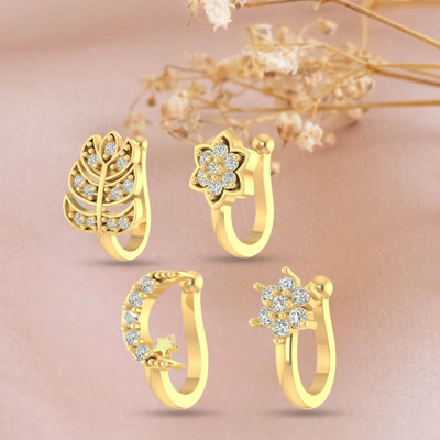 Bawree Crystal Gold-plated Plated Alloy Nose Stud(Pack of 4)