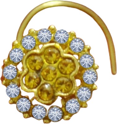 SHREEVARAM Cubic Zirconia Gold-plated Plated Brass Nose Stud