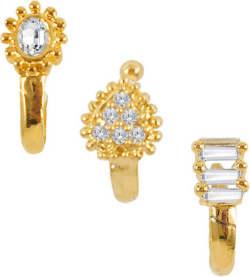 shivay Diamond Gold-plated Plated Alloy Nose Stud Set(Pack of 3)