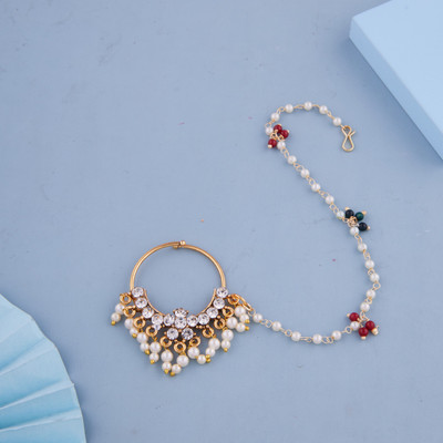 GC PREMIUM JEWELLERY Cubic Zirconia, Pearl, Beads Gold-plated Plated Brass Nathiya