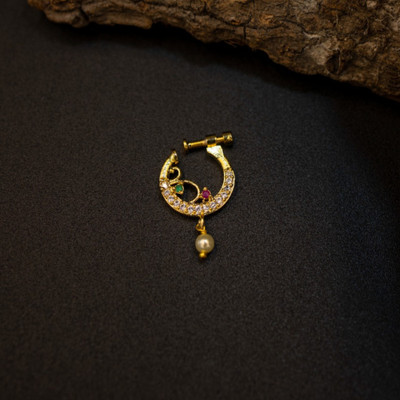 ZEELLO Cubic Zirconia Gold-plated Plated Brass, Copper Nose Ring