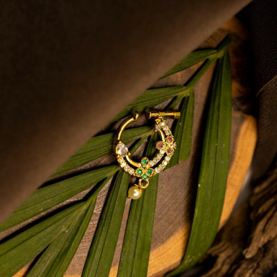 ZEELLO Cubic Zirconia Gold-plated Plated Brass, Copper Nathiya