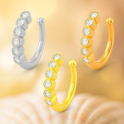 THANU'S CRAFT Crystal Gold-plated Plated Metal Nose Ring