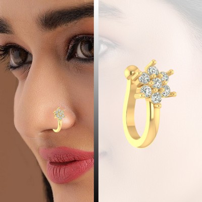 THANU'S CRAFT Diamond Gold-plated Plated Metal Nose Ring