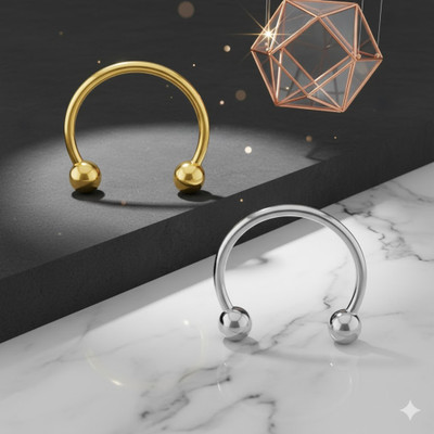 Bawree Crystal Gold-plated Plated Alloy Nose Ring(Pack of 2)