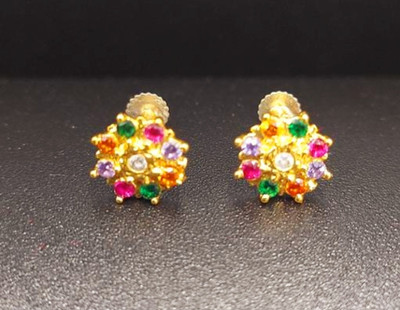 zevarhouse Beads Gold-plated Plated Alloy, Copper Nose Stud Set(Pack of 2)