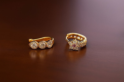 Jat Jewellers Cubic Zirconia Gold-plated Plated Brass Nose Ring Set(Pack of 2)