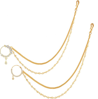 shivay Rhodium Plated Alloy Nose Ring Set(Pack of 2)
