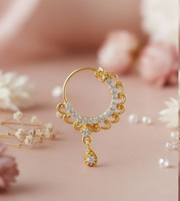 NITYAC Cubic Zirconia Gold-plated Plated Alloy Nose Ring